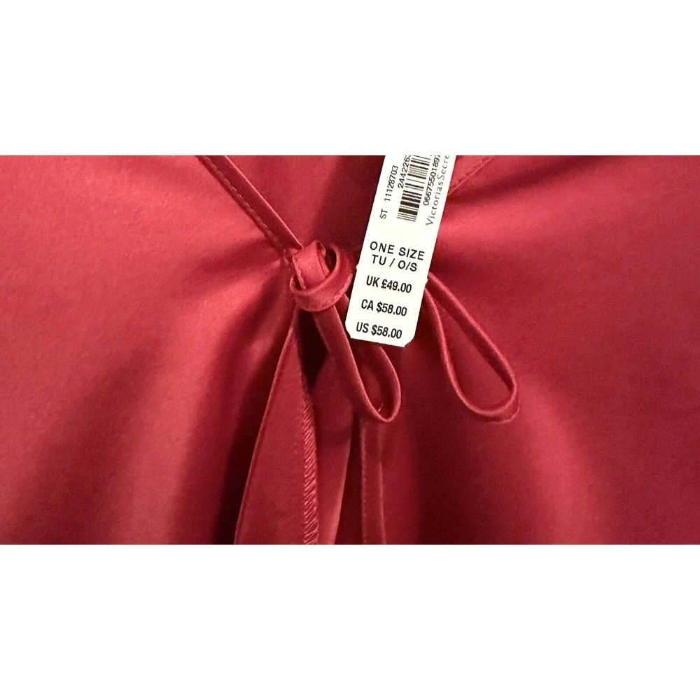 Victoria's Secret Nightgown Kimono Women One Size Ruffle Satin Red Love
